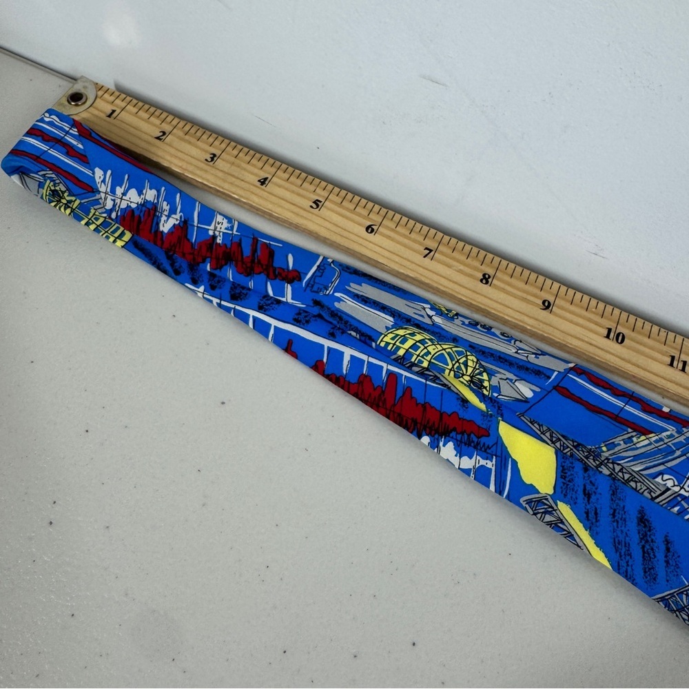 Schimberger Vienna Silk Tie Blue Novelty Architecture Designer Necktie Preppy - Picture 9 of 14